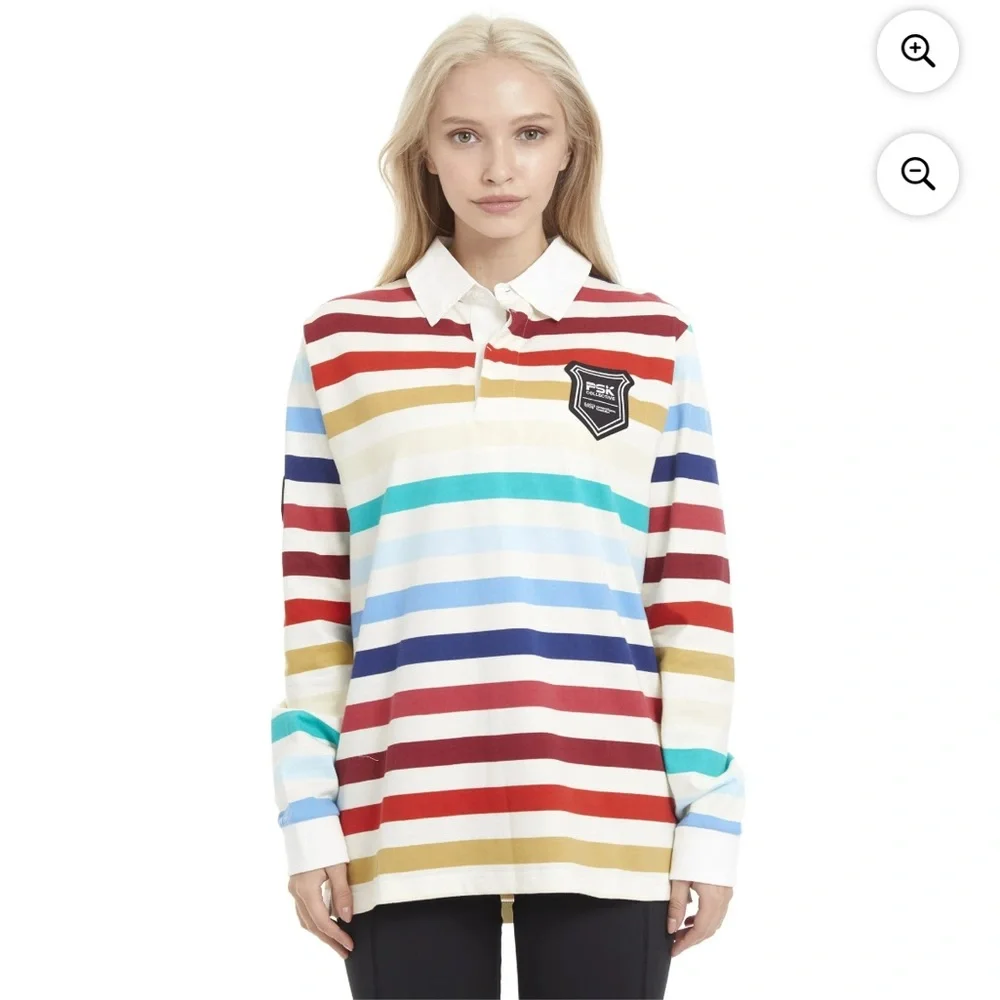 PSK Collective Rugby Equality Patch Collared Rainbow Top w/ WSF Sleeve Patch, S - Picture 1 of 14
